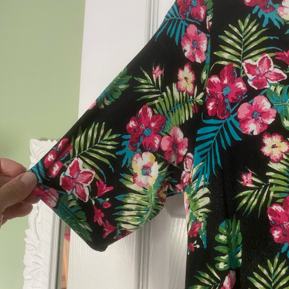 Agnes & Dora Black Floral Dress with Pink & Green Print - Picture 3 of 9